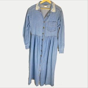 Vintage denim button down midi dress
